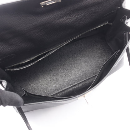 ケリー32 ハンドバッグ アルデンヌ ブラック シルバー金具 2WAY 外縫い □D刻印 エルメス バッグ HERMES