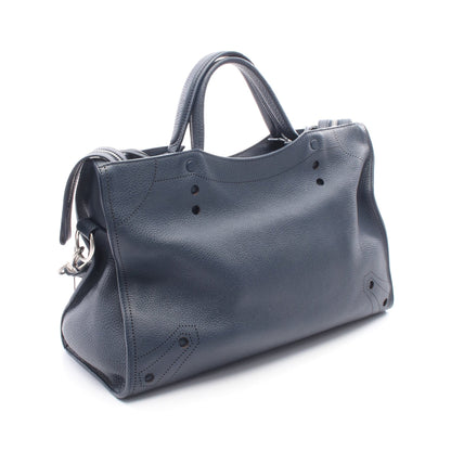 ブラックアウトシティ ハンドバッグ レザー ネイビー 2WAY バレンシアガ