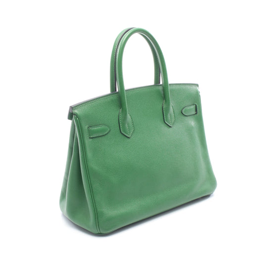 バーキン30 ハンドバッグ ヴォーエプソン グリーン シルバー金具 □N刻印 エルメス