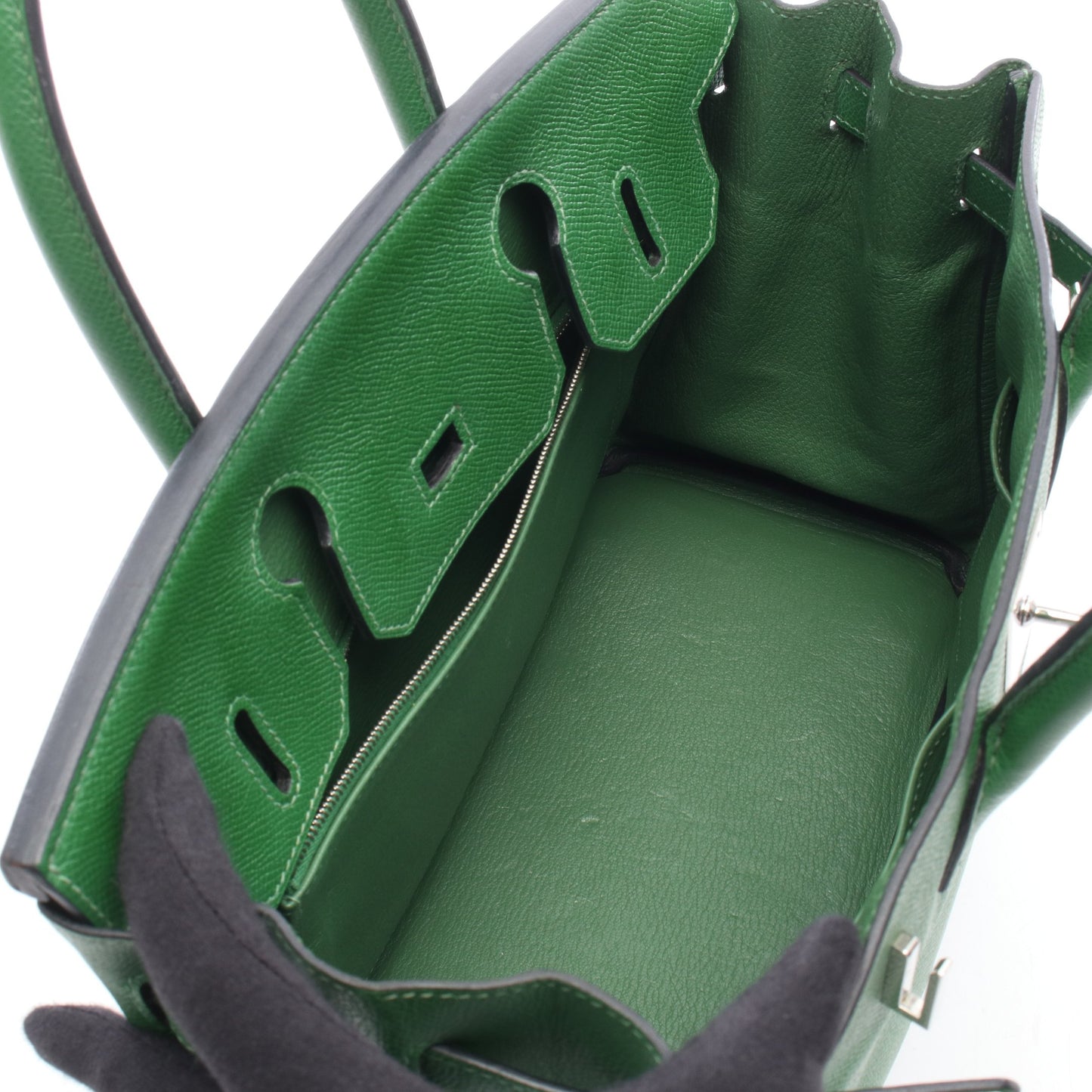 バーキン30 ハンドバッグ ヴォーエプソン グリーン シルバー金具 □N刻印 エルメス