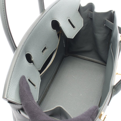 バーキン30 ヴェールアマンド ハンドバッグ ヴォーエプソン グレー ゴールド金具 Z刻印 エルメス