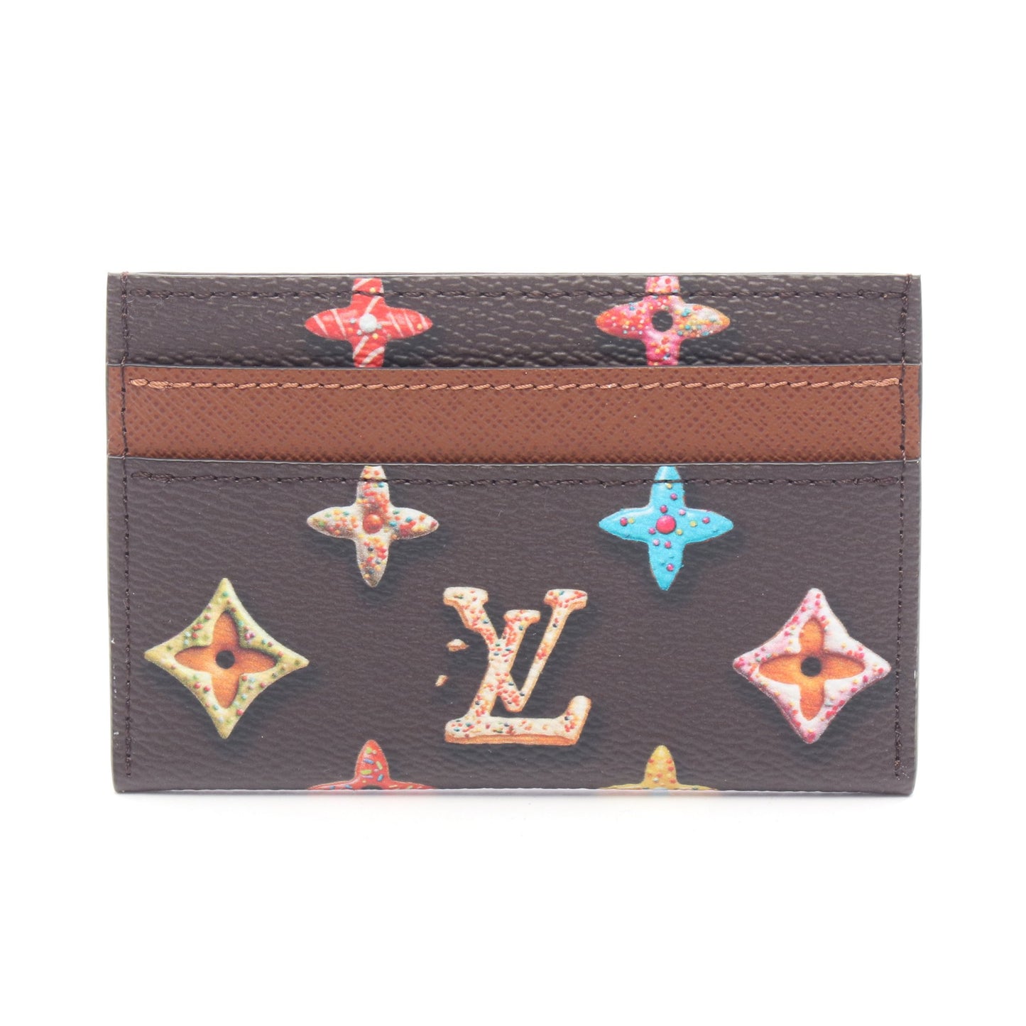 ポルト カルト ダブル モノグラムドーナツ カードケース PVC レザー ブラウン ルイヴィトン