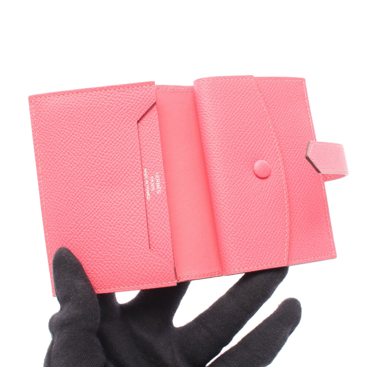 ベアンミニ ローズアザレ カードケース ヴォーエプソン ピンク シルバー金具 K刻印 エルメス