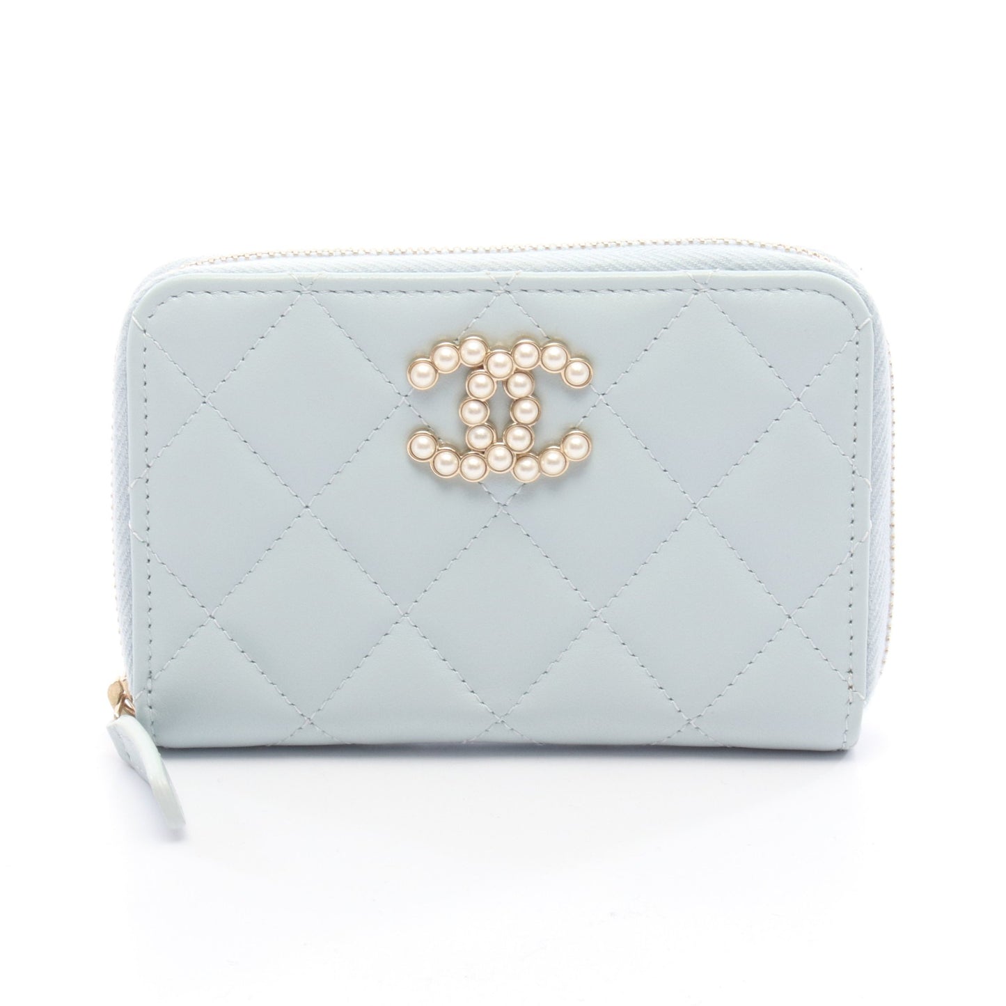 マトラッセ コインケース レザー ライトブルー ゴールド金具 シャネル