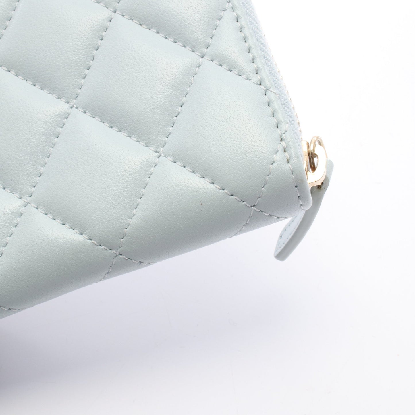 マトラッセ コインケース レザー ライトブルー ゴールド金具 シャネル