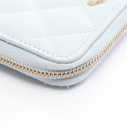 マトラッセ コインケース レザー ライトブルー ゴールド金具 シャネル