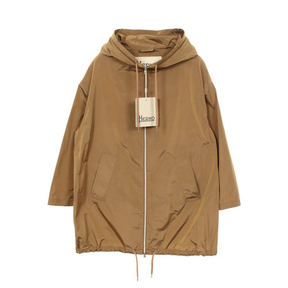 NEW TECHNO タフタ フーデッド スプリングコート フード付き ブルゾン ライトブラウン ヘルノ
