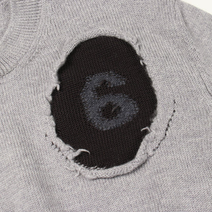 クルーネック ニット ウール グレー ブラック エムエムシックスメゾンマルジェラ トップス MM6 MAISON MARGIELA