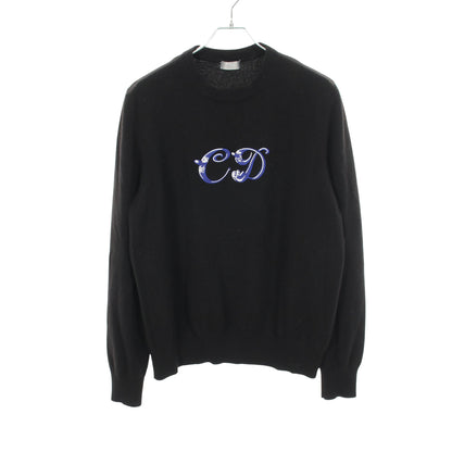 DIOR × KENNY SCHARF CDロゴ刺繍 ニット カシミヤ ブラック ディオール トップス DIOR