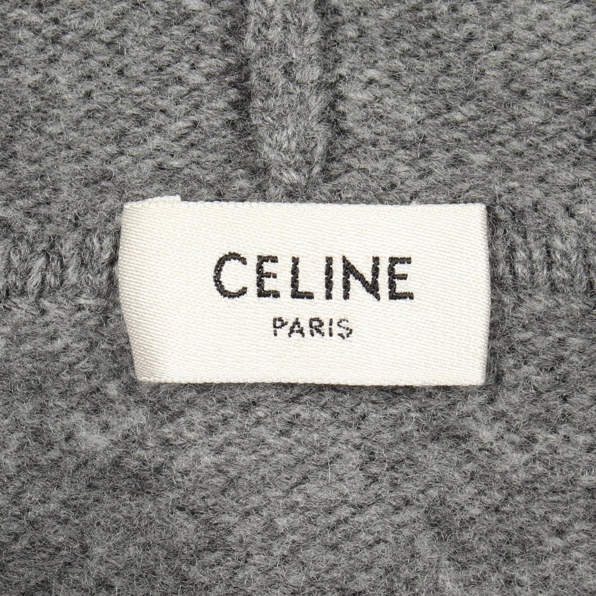 ロゴ刺繍 ニット プルオーバーパーカー ウール カシミヤ グレー セリーヌ トップス CELINE