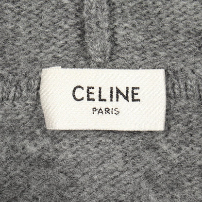 ロゴ刺繍 ニット プルオーバーパーカー ウール カシミヤ グレー セリーヌ トップス CELINE