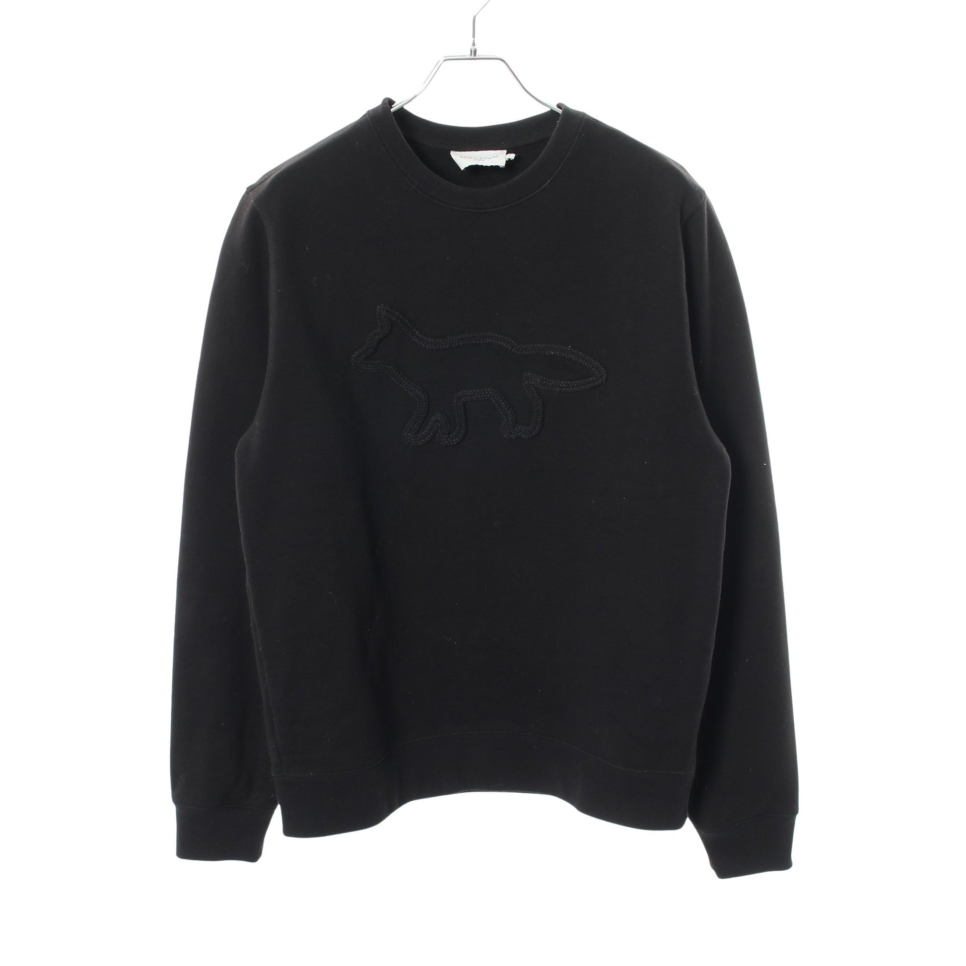 CONTOUR FOX PATCH 裏起毛 スウェットシャツ コットン ブラック メゾンキツネ トップス MAISON KITSUNE
