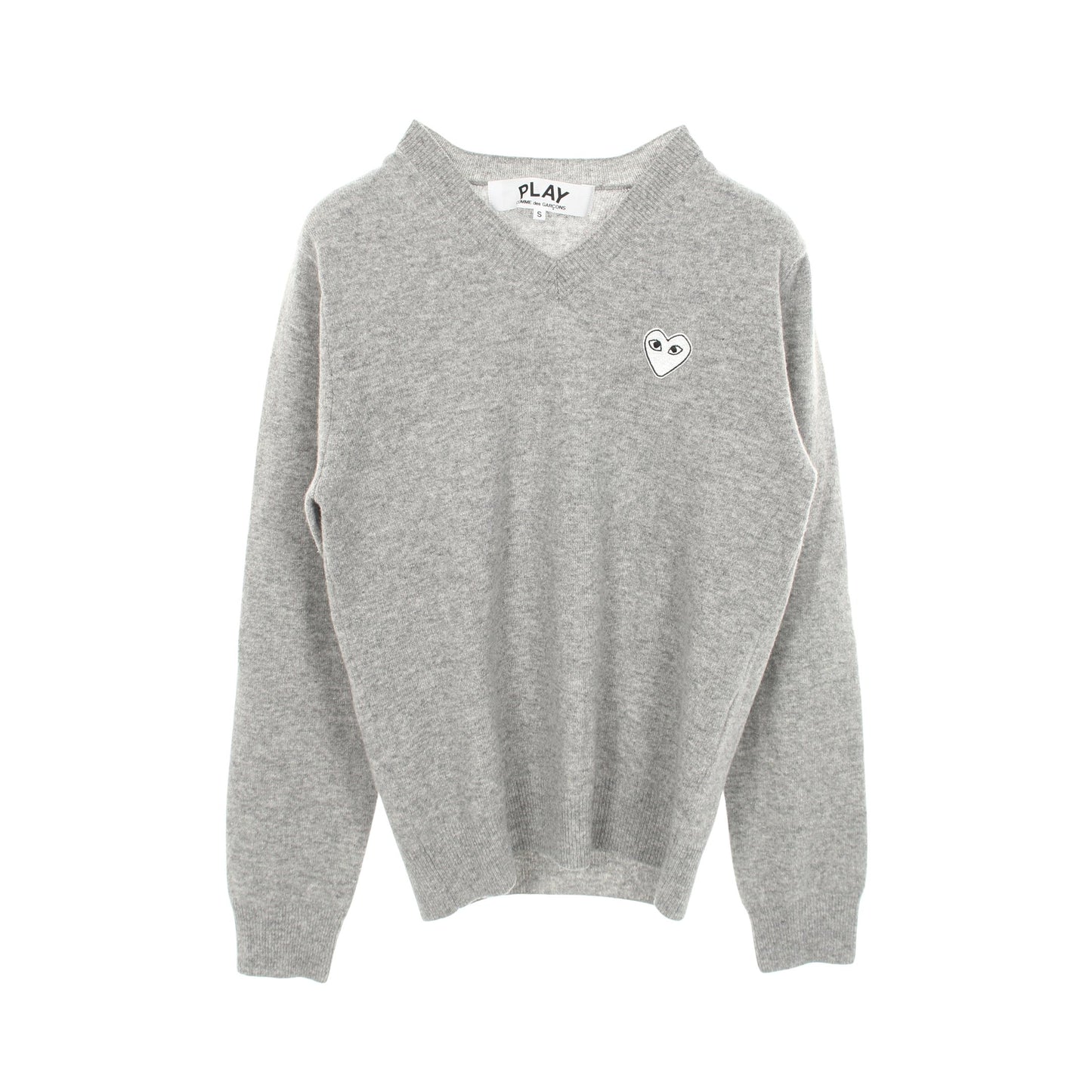 パートパッチ Vネック ニット ウール グレー プレイコムデギャルソン トップス PLAY COMME des GARCONS