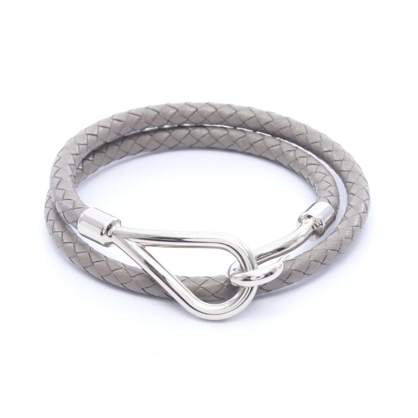 ジャンボチョーカー ブレスレット レザー グレー シルバー エルメス アクセサリー HERMES