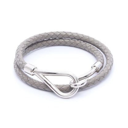 ジャンボチョーカー ブレスレット レザー グレー シルバー エルメス アクセサリー HERMES