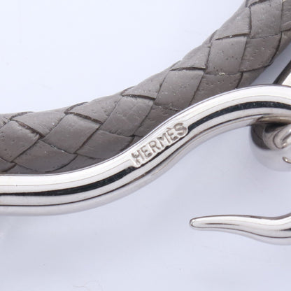 ジャンボチョーカー ブレスレット レザー グレー シルバー エルメス アクセサリー HERMES