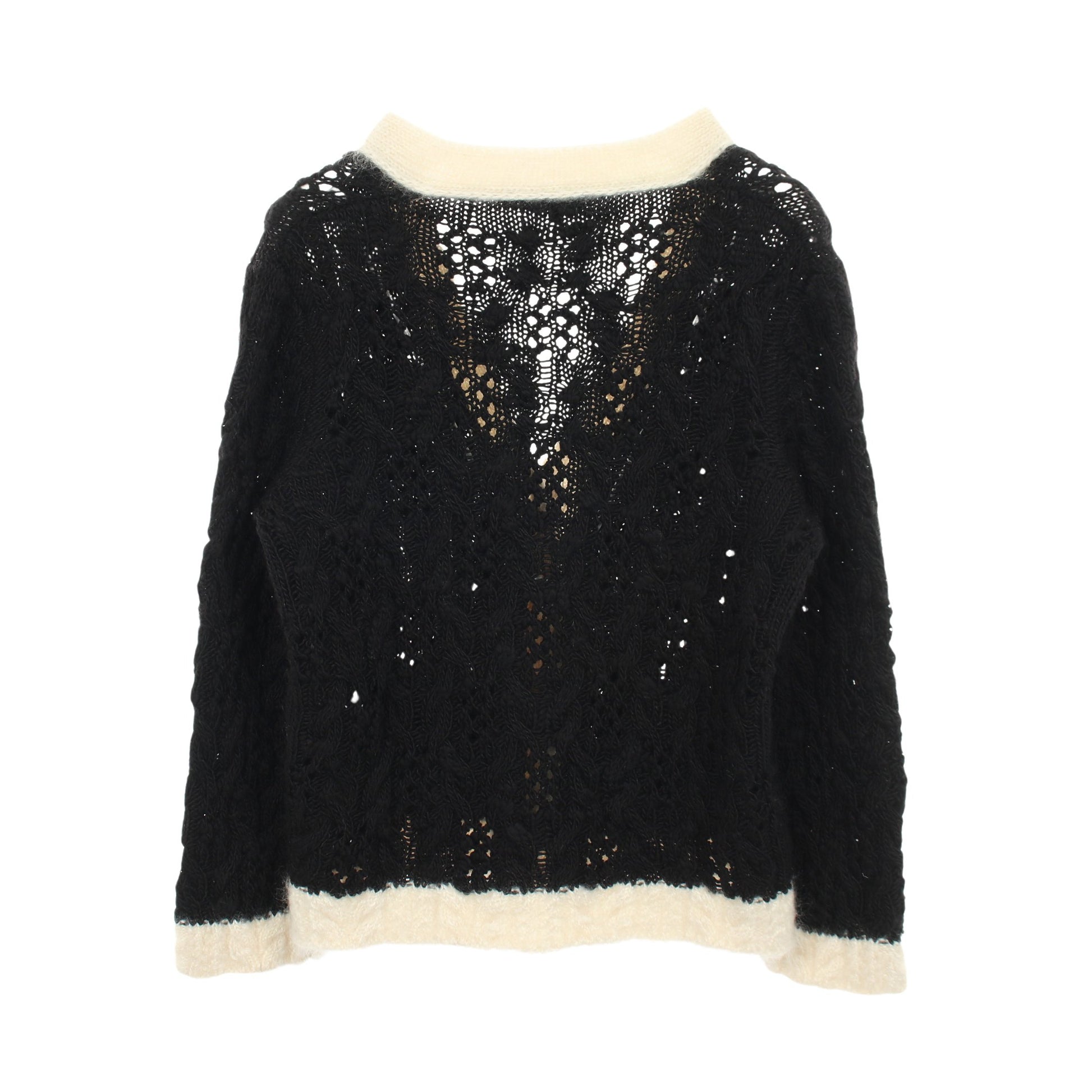 ココマークボタン ケーブルニット カーディガン ウール モヘヤ シルク ブラック ホワイト シャネル トップス CHANEL