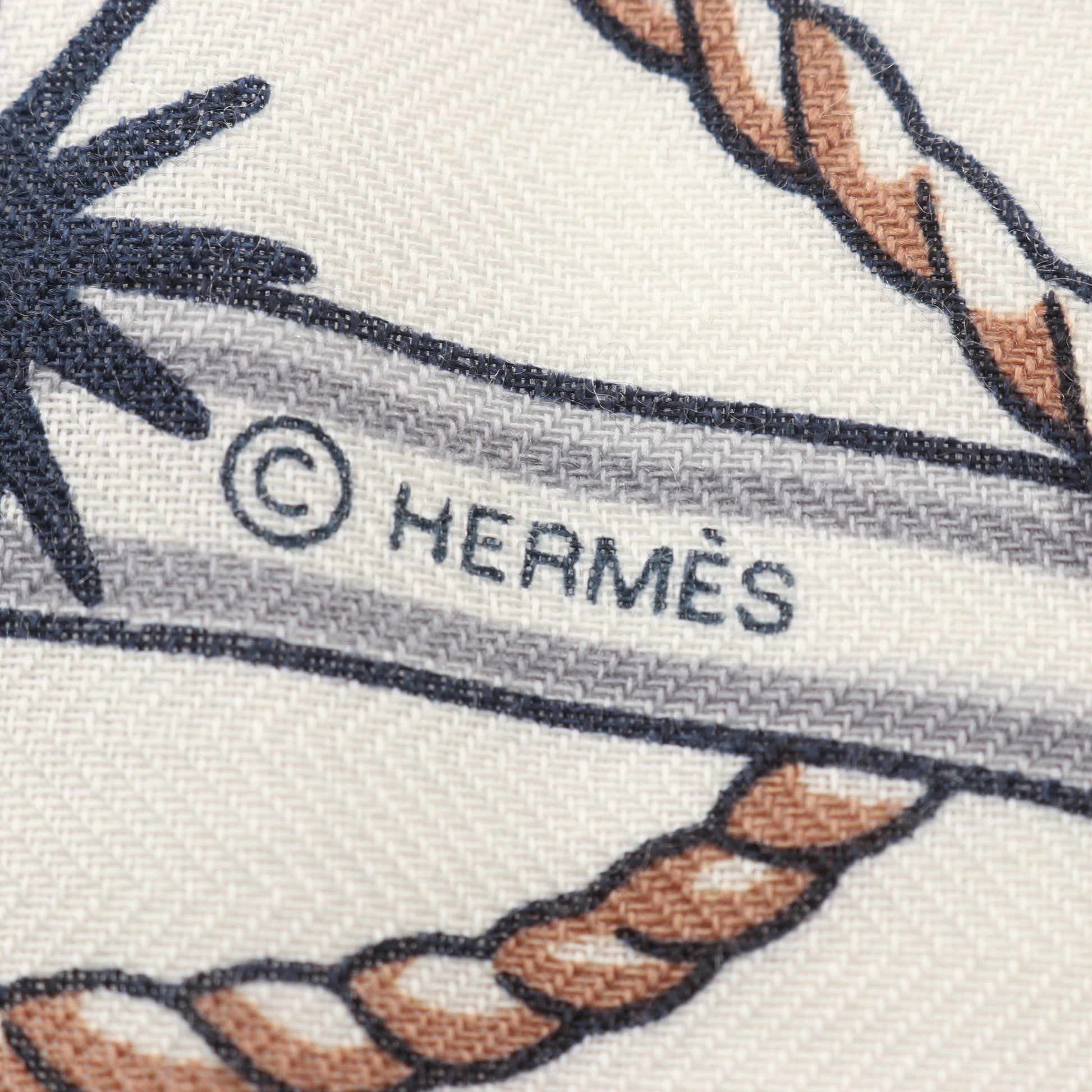 カレジェアン カレ140 Chorus Stellarum スカーフ ショール カシミヤ シルク アイボリー ネイビー エルメス 財布・小物 HERMES
