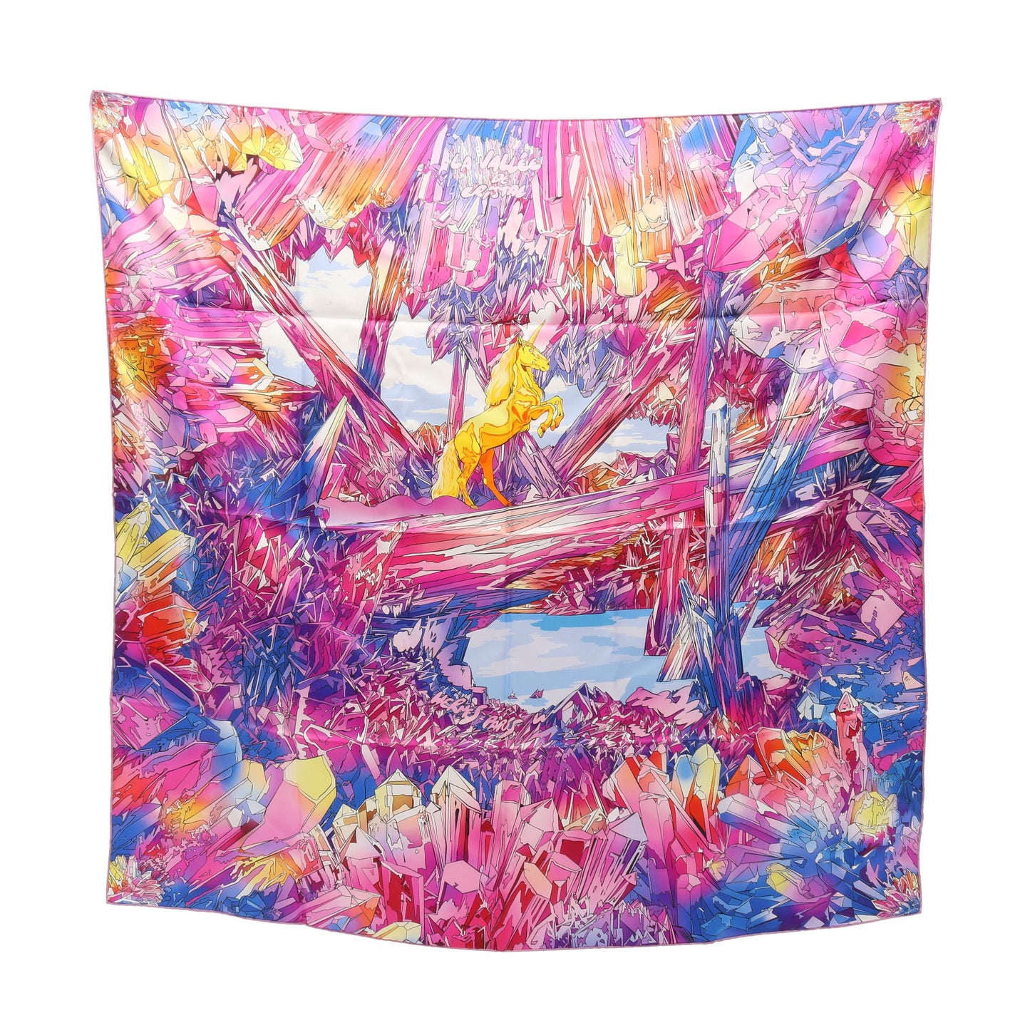 カレ90 La Vallee de Cristal スカーフ シルク ピンク マルチカラー エルメス 財布・小物 HERMES