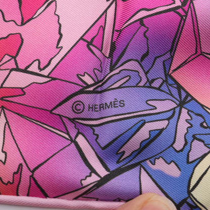 カレ90 La Vallee de Cristal スカーフ シルク ピンク マルチカラー エルメス 財布・小物 HERMES