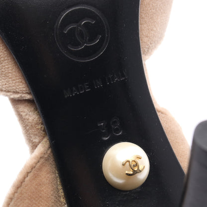 サンダル ベロア ベージュ シャネル シューズ CHANEL