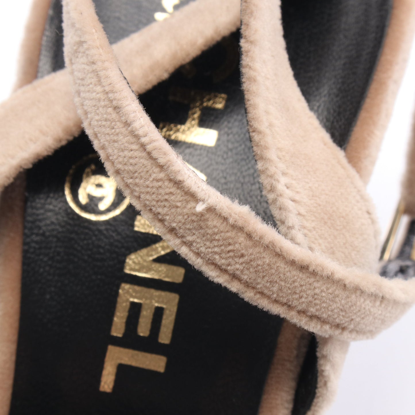 サンダル ベロア ベージュ シャネル シューズ CHANEL