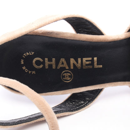 サンダル ベロア ベージュ シャネル シューズ CHANEL