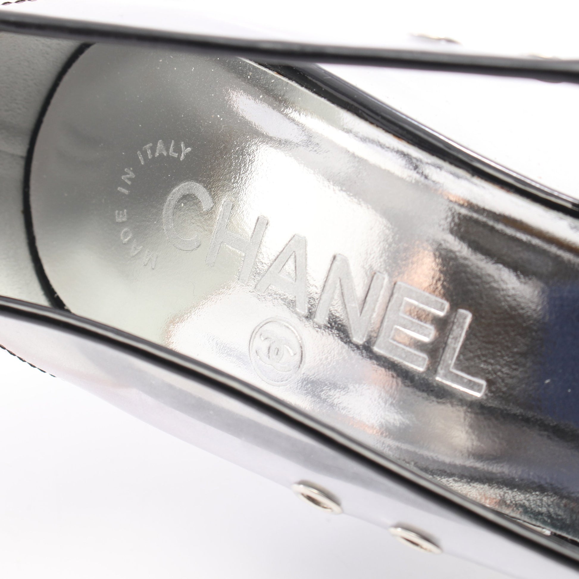 ココマーク パンプス PVC エナメルレザー クリア ブラック シルバー シャネル シューズ CHANEL