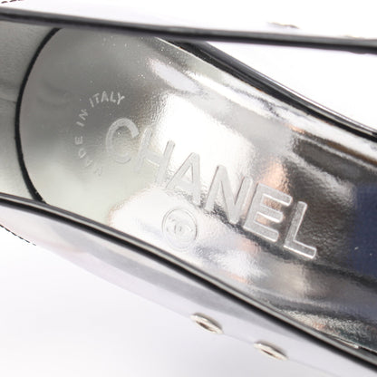 ココマーク パンプス PVC エナメルレザー クリア ブラック シルバー シャネル シューズ CHANEL