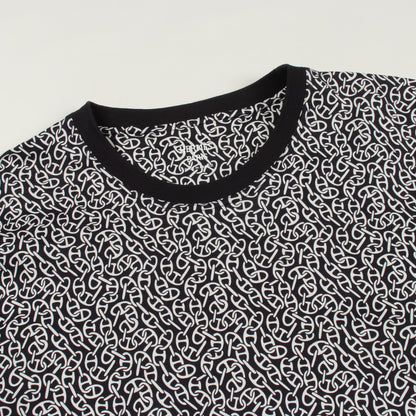 Naoussa Chaine ナウサ シェーヌプリント クルーネック 長袖Tシャツ カットソー コットン ダークネイビー ホワイト エルメス トップス HERMES