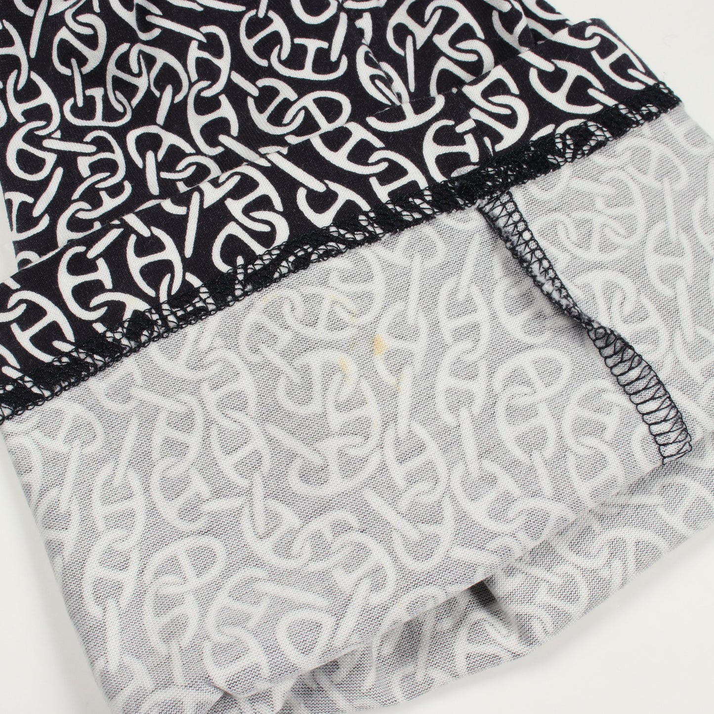 Naoussa Chaine ナウサ シェーヌプリント クルーネック 長袖Tシャツ カットソー コットン ダークネイビー ホワイト エルメス トップス HERMES