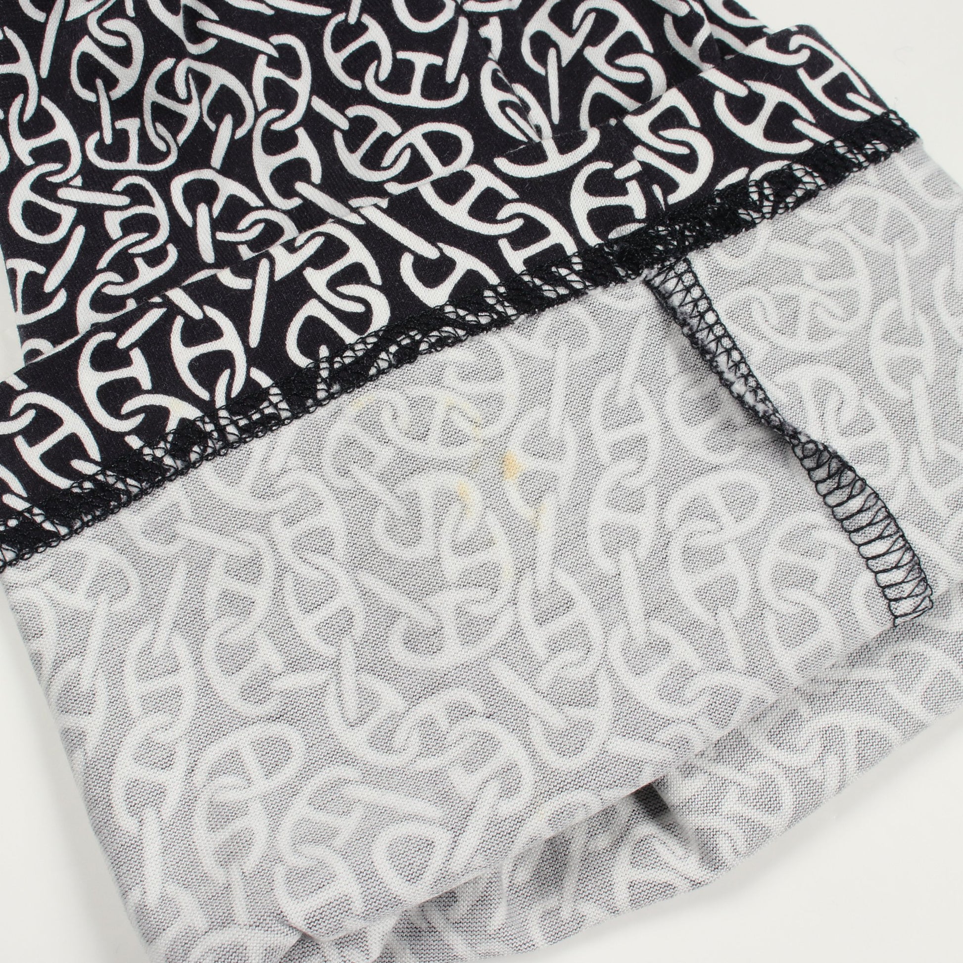 Naoussa Chaine ナウサ シェーヌプリント クルーネック 長袖Tシャツ カットソー コットン ダークネイビー ホワイト エルメス トップス HERMES