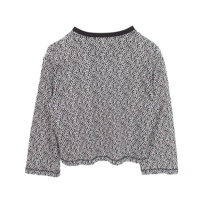 Naoussa Chaine ナウサ シェーヌプリント クルーネック 長袖Tシャツ カットソー コットン ダークネイビー ホワイト エルメス トップス HERMES
