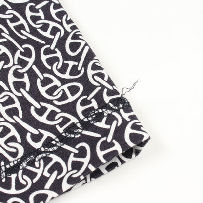 Naoussa Chaine ナウサ シェーヌプリント クルーネック 長袖Tシャツ カットソー コットン ダークネイビー ホワイト エルメス トップス HERMES