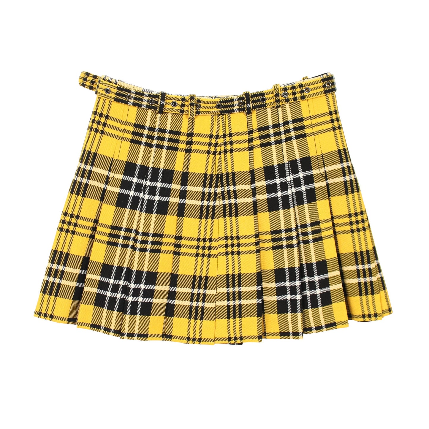 チェック ミニプリーツスカート ラップスカート ウール イエロー ブラック クリスチャンディオール ボトムス Christian Dior