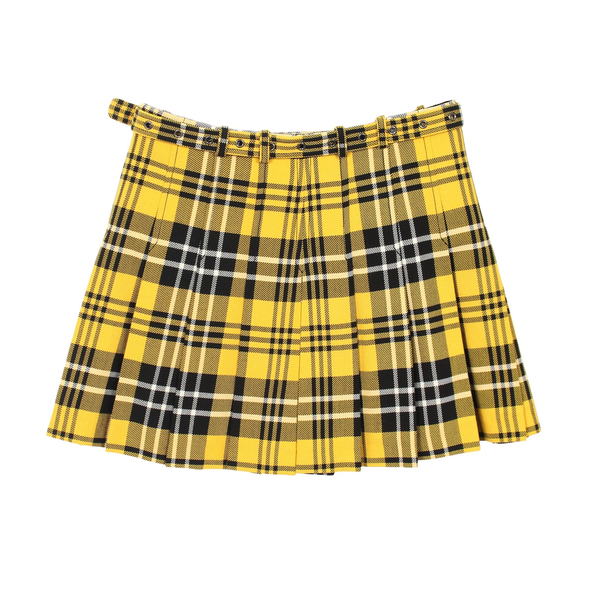 チェック ミニプリーツスカート ラップスカート ウール イエロー ブラック クリスチャンディオール ボトムス Christian Dior