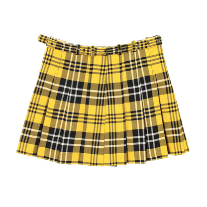 チェック ミニプリーツスカート ラップスカート ウール イエロー ブラック クリスチャンディオール ボトムス Christian Dior
