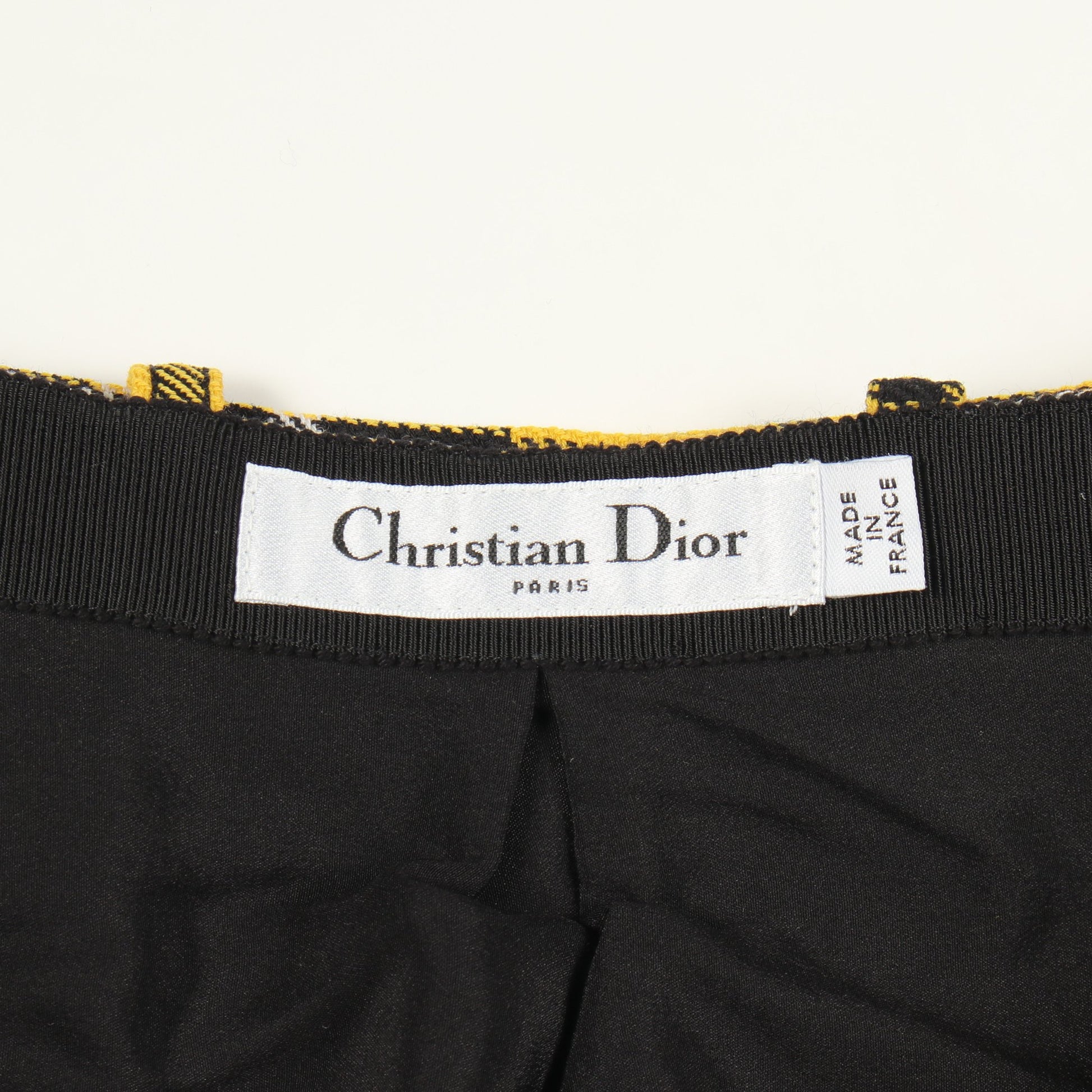 チェック ミニプリーツスカート ラップスカート ウール イエロー ブラック クリスチャンディオール ボトムス Christian Dior