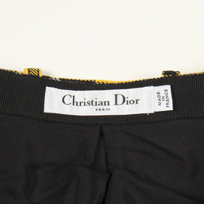 チェック ミニプリーツスカート ラップスカート ウール イエロー ブラック クリスチャンディオール ボトムス Christian Dior