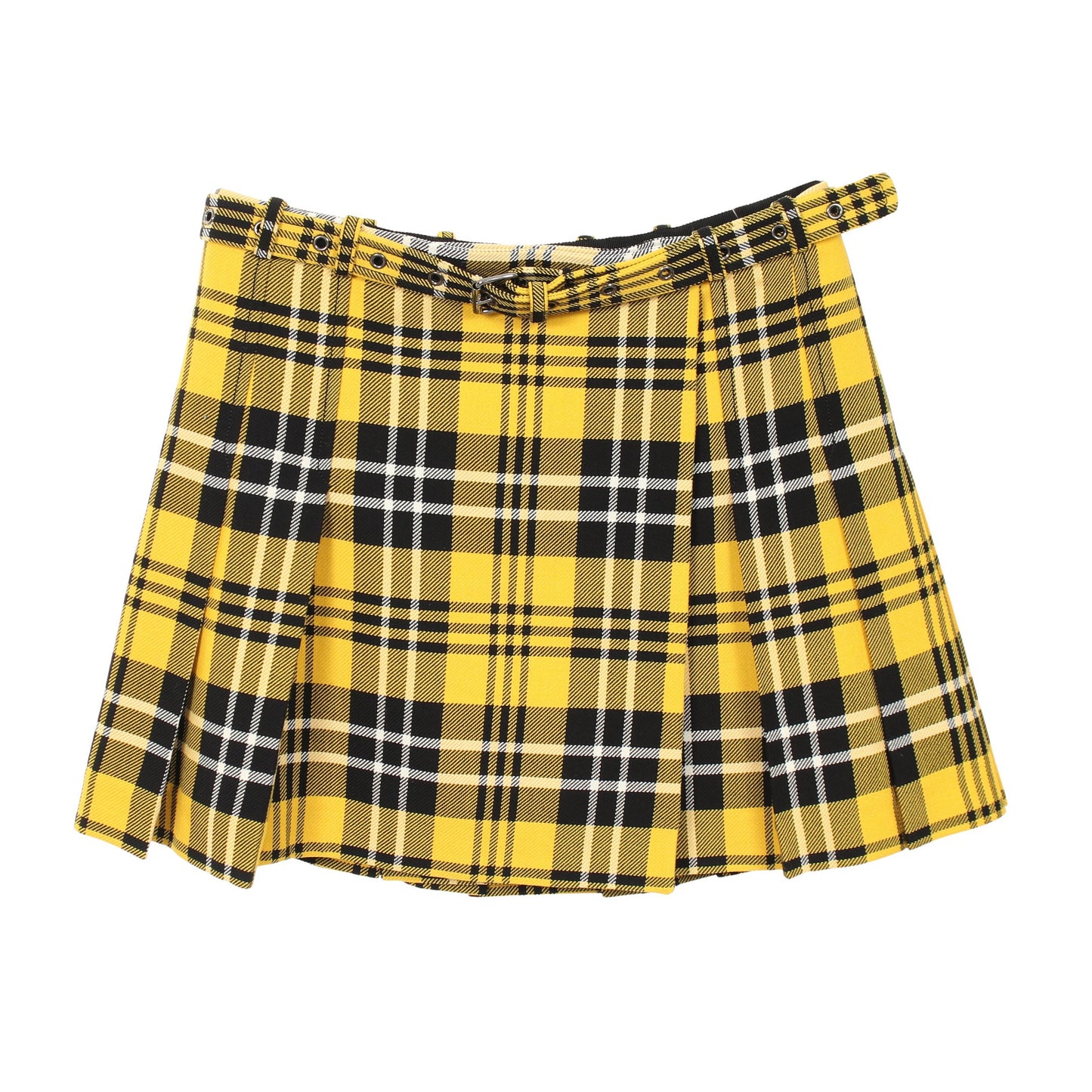 チェック ミニプリーツスカート ラップスカート ウール イエロー ブラック クリスチャンディオール ボトムス Christian Dior