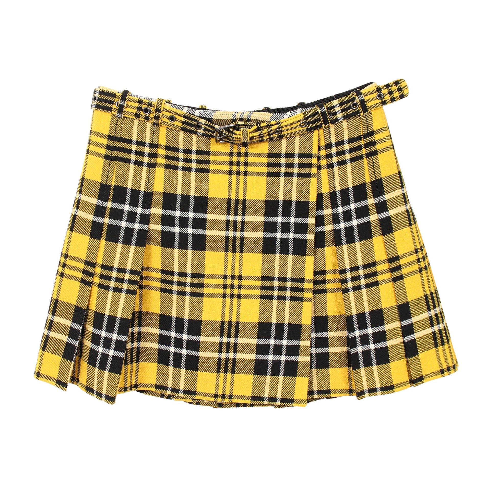 チェック ミニプリーツスカート ラップスカート ウール イエロー ブラック クリスチャンディオール ボトムス Christian Dior