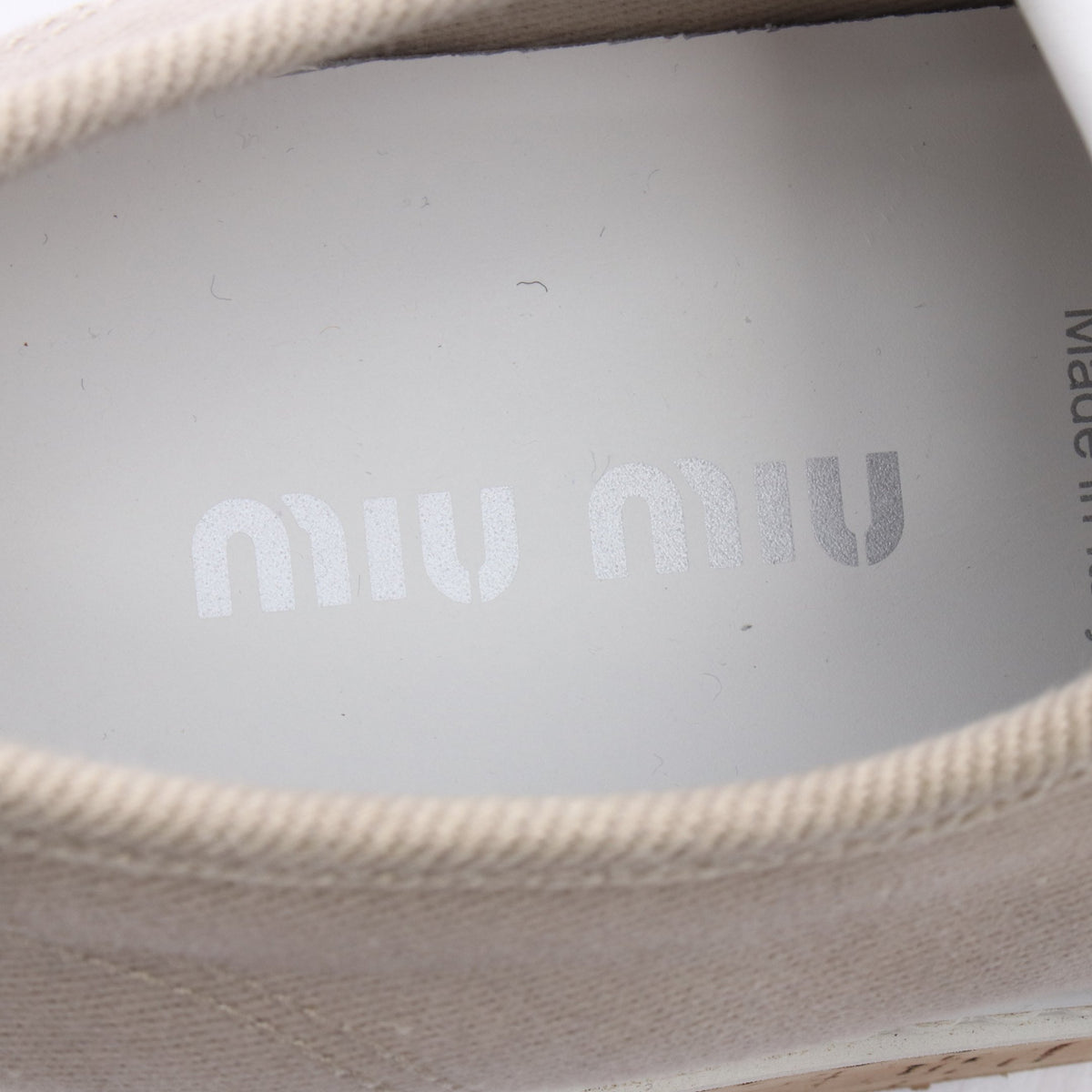 コルクソール スニーカー デニム グレーベージュ ミュウミュウ シューズ miu miu