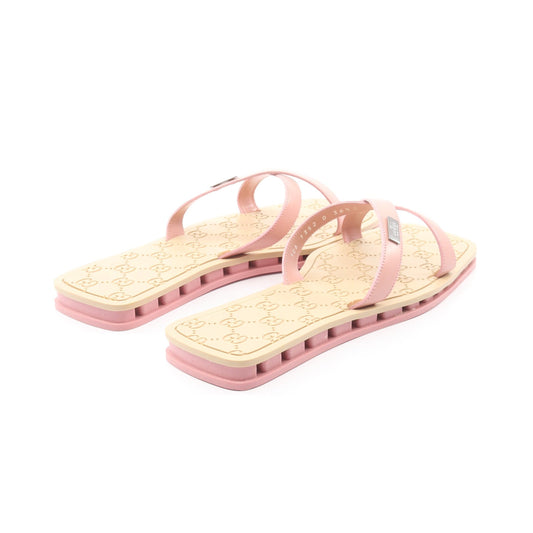 GG柄 ビーチサンダル スライドサンダル レザー ラバー ピンク ベージュ グッチ