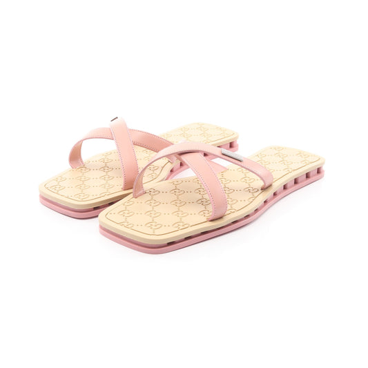 GG柄 ビーチサンダル スライドサンダル レザー ラバー ピンク ベージュ グッチ