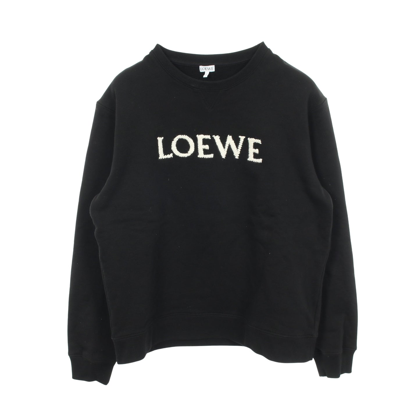 レギュラーフィットトレーナー ロゴ刺繍 クルーネック スウェットシャツ コットン ブラック ロエベ トップス LOEWE