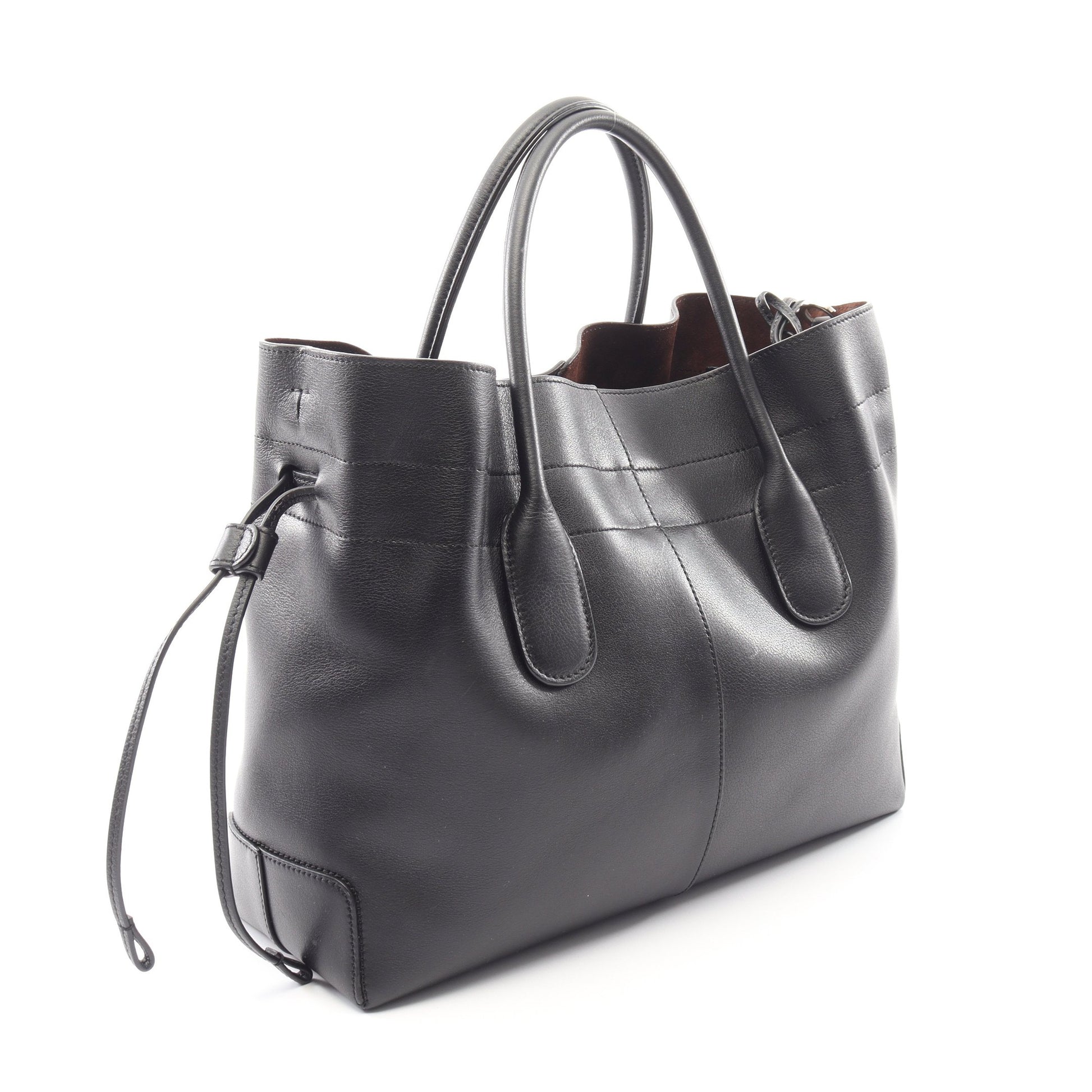 DI ドローストリング 2WAY ハンドバッグ レザー ブラック トッズ バッグ TOD'S