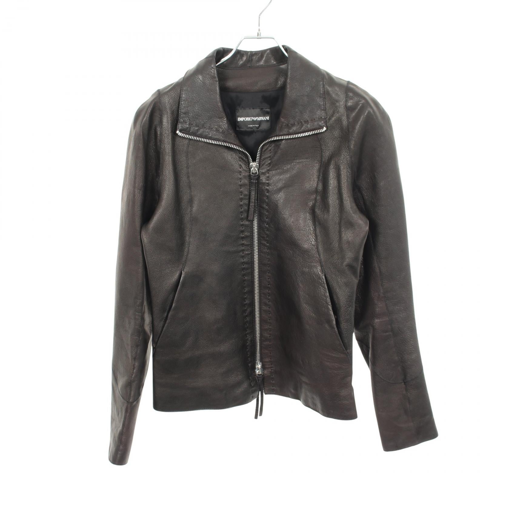 レザージャケット レザー ダークブラウン ブラック エンポリオアルマーニ アウター EMPORIO ARMANI