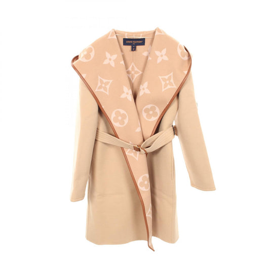 ジャイアントモノグラム フーテッド ラップコート ガウンコート ウール ベージュ ルイヴィトン アウター LOUIS VUITTON