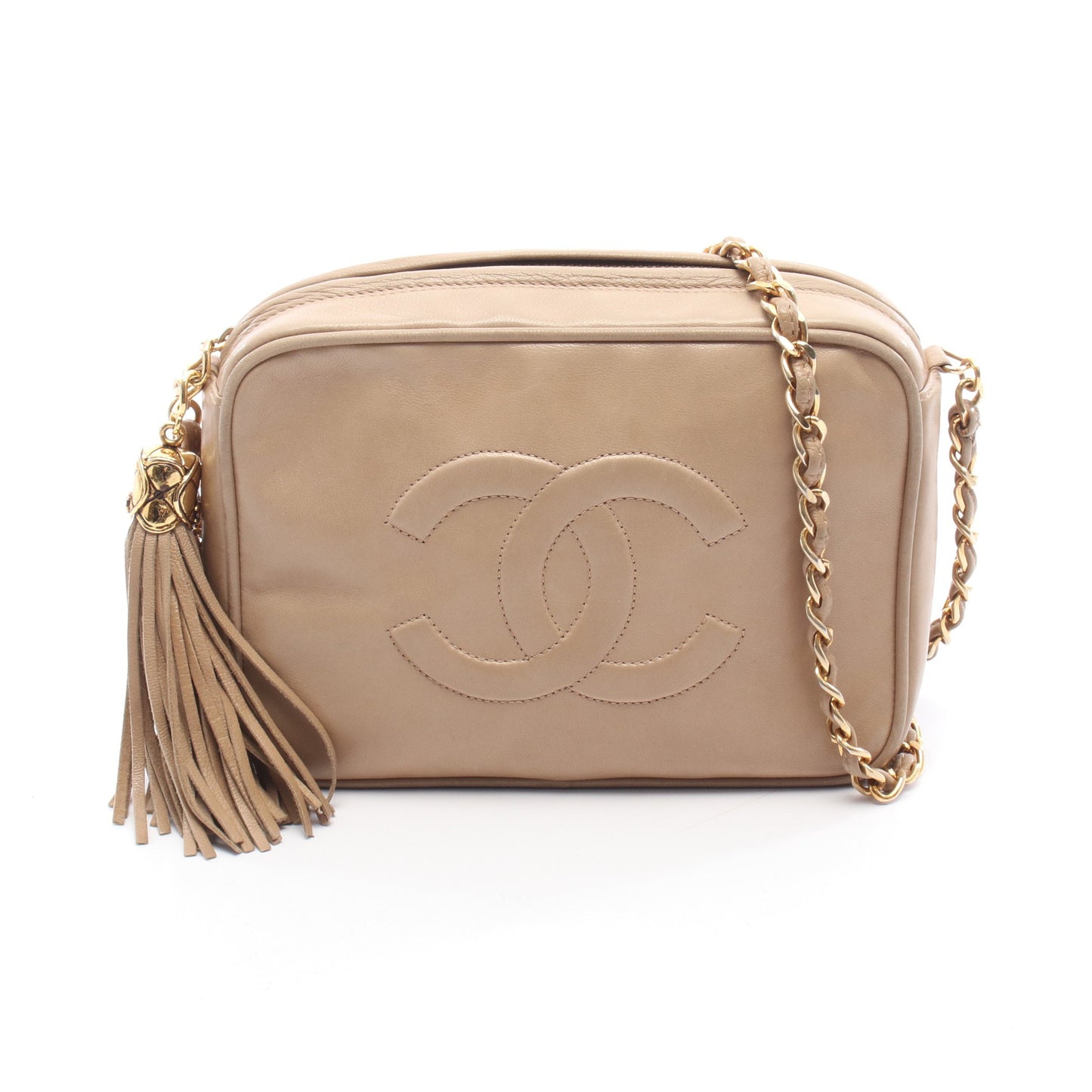 チェーンショルダーバッグ ラムスキン ベージュ ゴールド金具 シャネル バッグ CHANEL