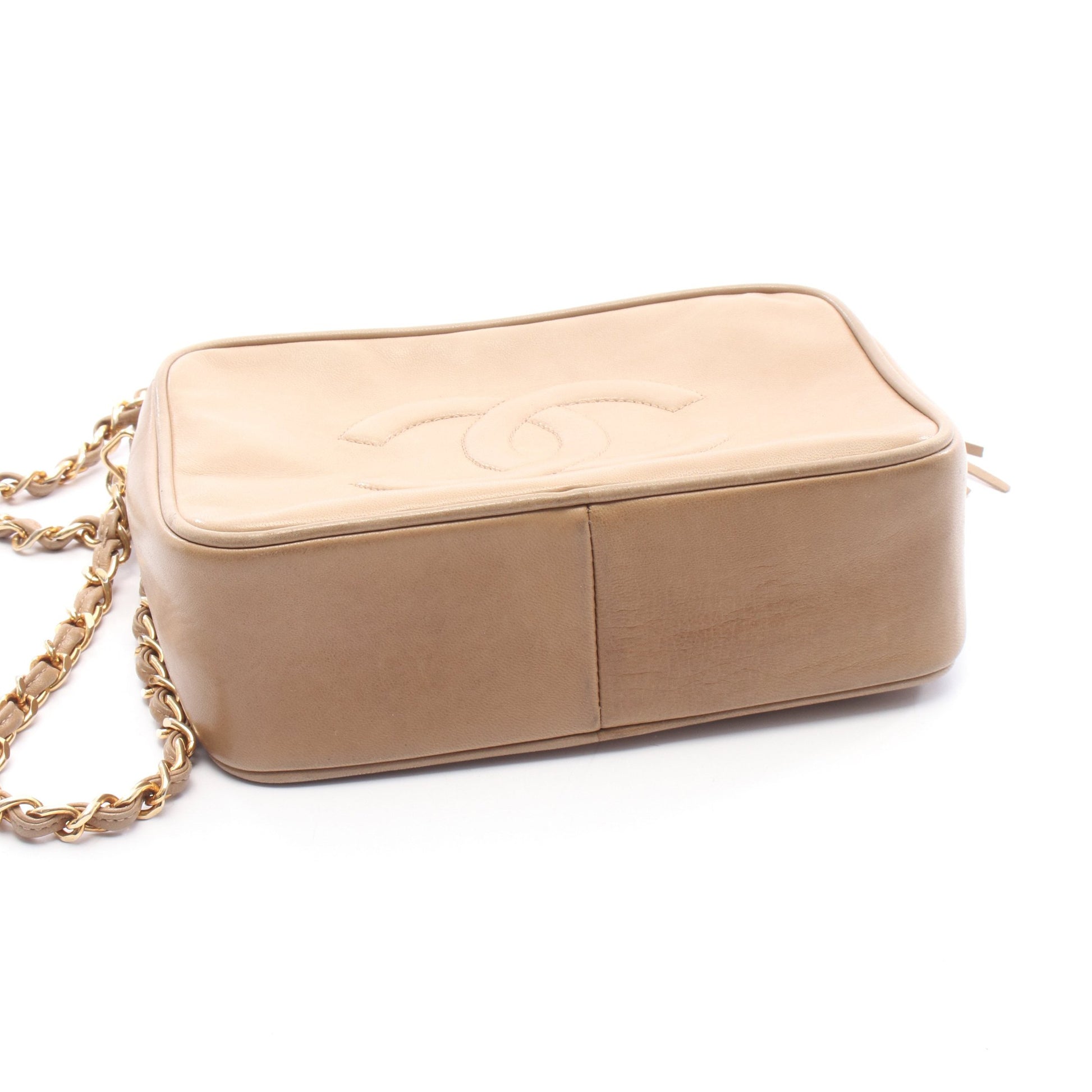 チェーンショルダーバッグ ラムスキン ベージュ ゴールド金具 シャネル バッグ CHANEL